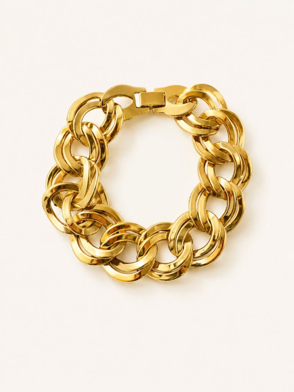 Vintage Gold Tone Link Necklace Bracelet Earrings Parure Set Statement Jewelry - Picture 4 of 6